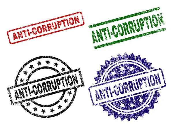 Selos texturizados arranhados ANTI-CORRUPTION — Vetor de Stock