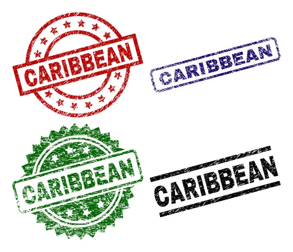 Grunge texturerat karibiska stämpel tätningar — Stock vektor