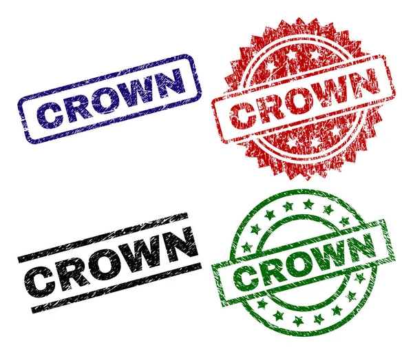 Streszczenie teksturowanej Crown uszczelnienie znaczki — Wektor stockowy