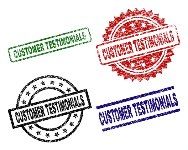 Grunge Texturé TESTIMONIAUX CLIENTS Sceau Timbres — Image vectorielle