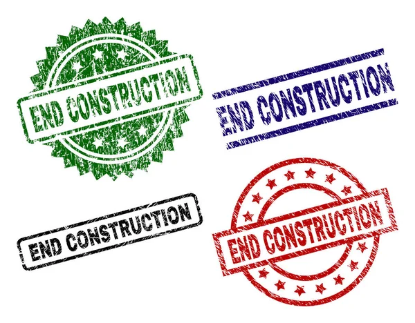 ตราประทับตรา END CONSTRUCTION — ภาพเวกเตอร์สต็อก