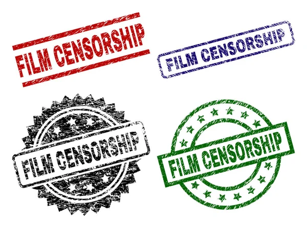 Sceaux de cachet de CENSORSHIP de film texturé rayé — Image vectorielle