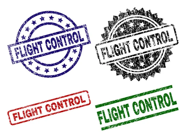 Sellos de sello de control de vuelo con textura dañada — Vector de stock