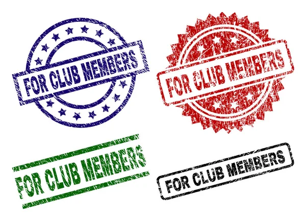 Scratched Textured FOR CLUB MEMBERS Stamp Seals — Stock Vector