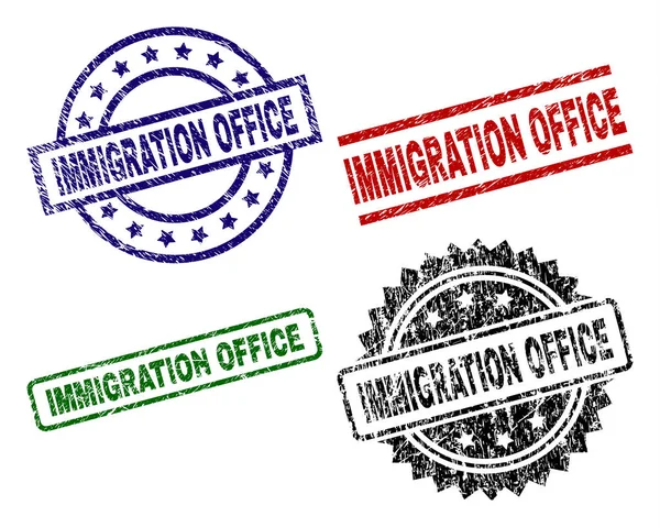 Grunge Textured IMMIGRATION OFFICE Stamp Seals — Stock Vector