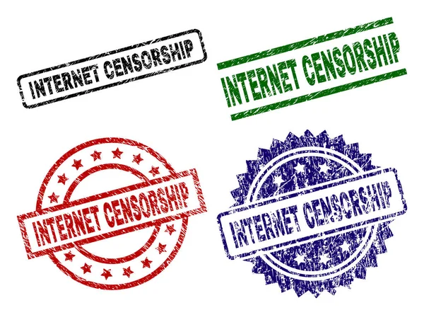 Beschädigte texturierte Internet-Zensurstempel — Stockvektor