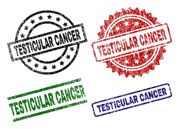 Sceaux de cachet de CANCER TESTICULAIRE texturé rayé — Image vectorielle