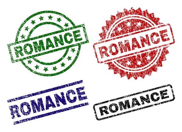 Zerkratzte texturierte Romantik-Stempel — Stockvektor