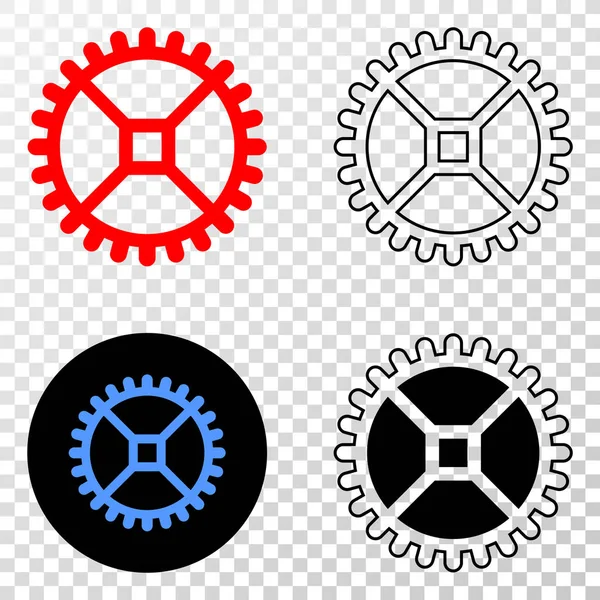 Clock Gear Vector EPS Icon with Contour Version — Stock Vector