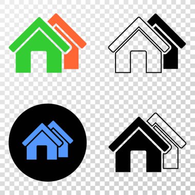 Evler kontur sürümü ile simgesini Eps vektör