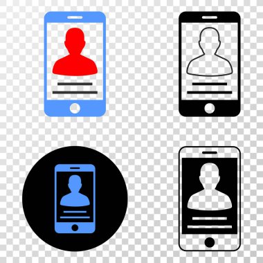 Mobil kişi kişi vektör Eps simge kontur sürümü ile