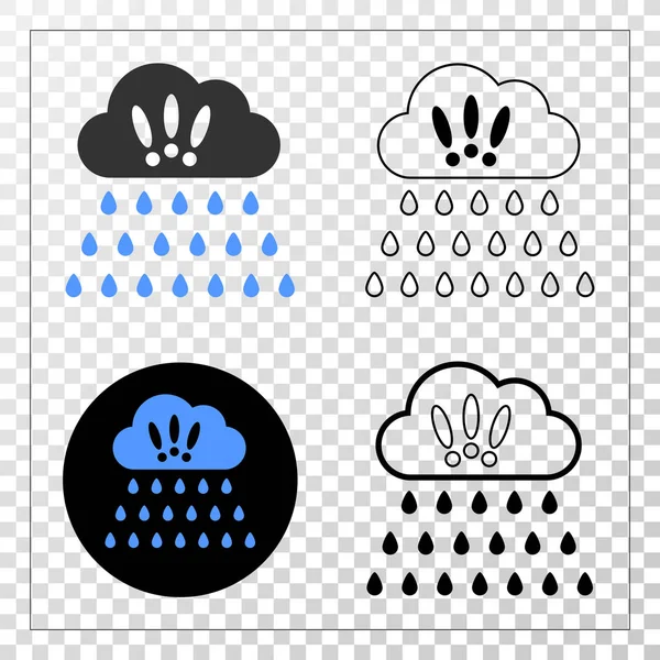Nubes fuertes de lluvia Vector EPS Icono con la versión de contorno — Archivo Imágenes Vectoriales