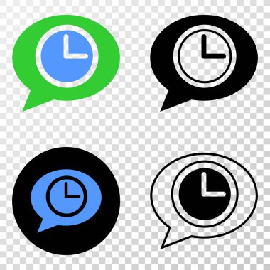 Saat mesaj balon vektör Eps simgesi kontur sürümü ile