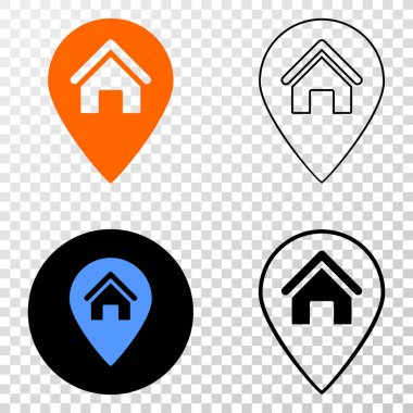 Ev harita işaretleyici vektör Eps simge kontur sürümü ile