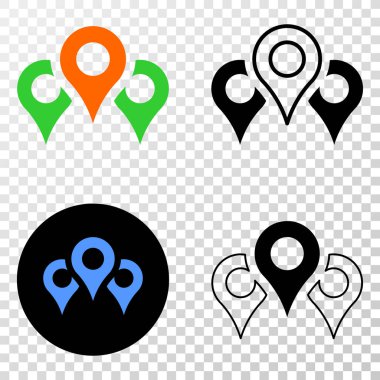 Harita işaretleri kontur sürümü ile simgesini Eps vektör