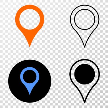 Harita işaretçi vektör Eps simge kontur sürümü ile