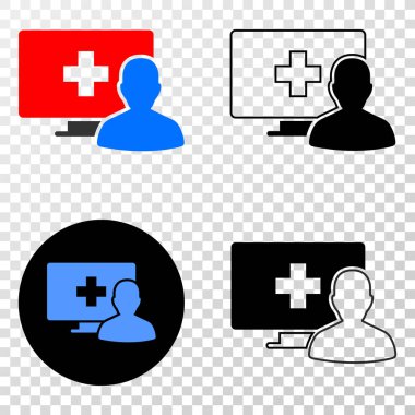 Online Tıp hasta vektör Eps simge kontur sürümü ile