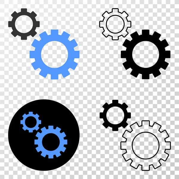 Icona EPS vettoriale ingranaggi con versione di contorno — Vettoriale Stock