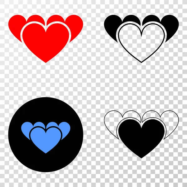 Love Hearts Vektor eps Icon mit Konturversion — Stockvektor