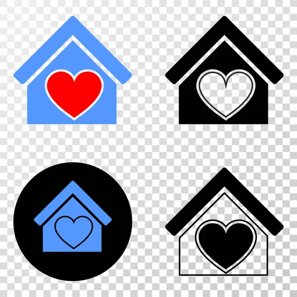Ícone de EPS de vetor de casa de amor com versão de contorno — Vetor de Stock