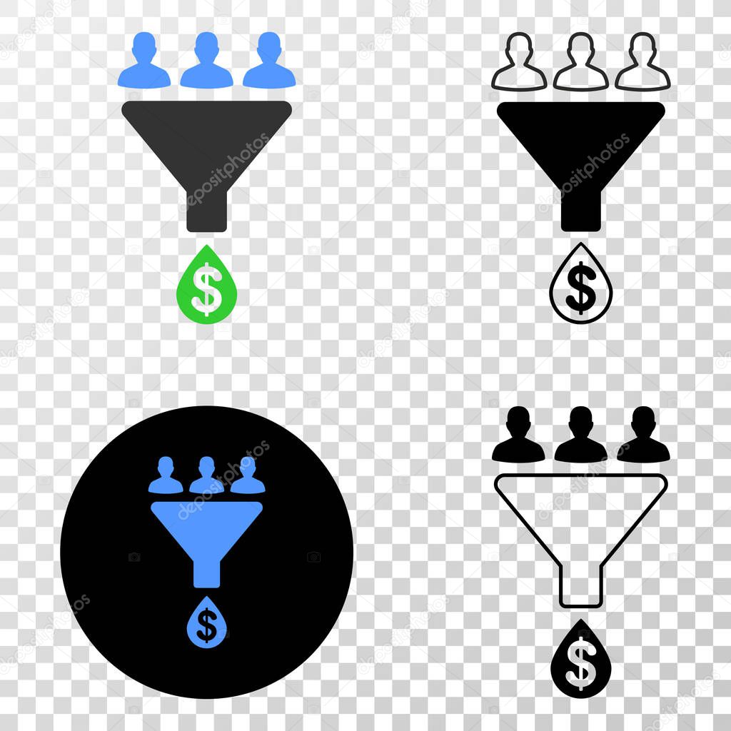 Sales Funnel Vector EPS Icon with Contour Version