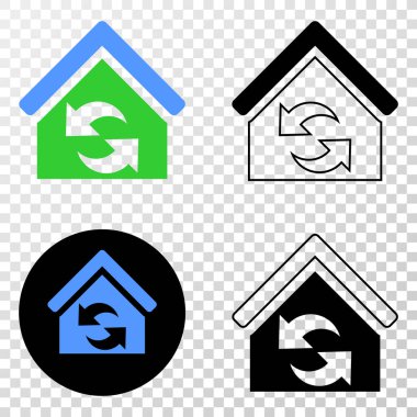 House vektör Eps simge kontur sürümü ile yenileme