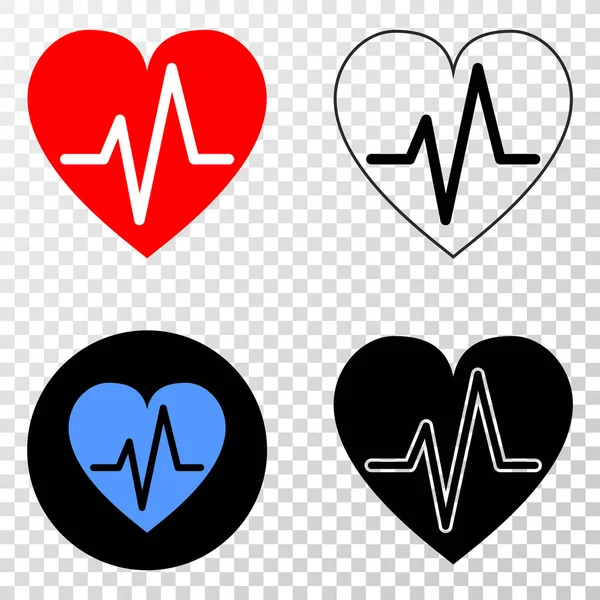 Heart Pulse Vector EPS Icon with Contour Version — Stock Vector