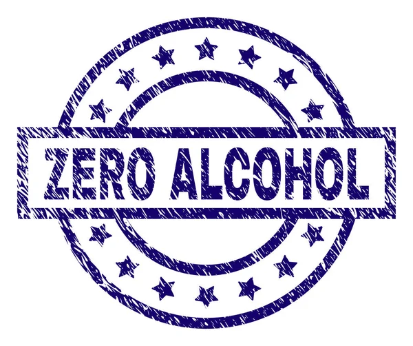 Selo de carimbo ZERO ALCOHOL texturizado riscado —  Vetores de Stock