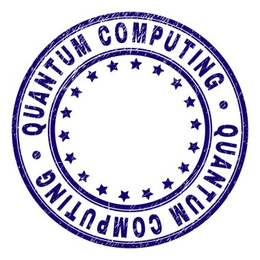 Yuvarlak damga mühür bilgisayar çizilmiş dokulu kuantum