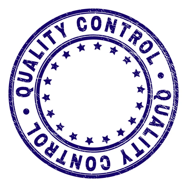 Selo de carimbo redondo do controle de qualidade texturizado Grunge — Vetor de Stock