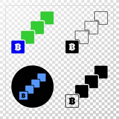 Bitcoin Blockchain vektör Eps simge kontur sürümü ile