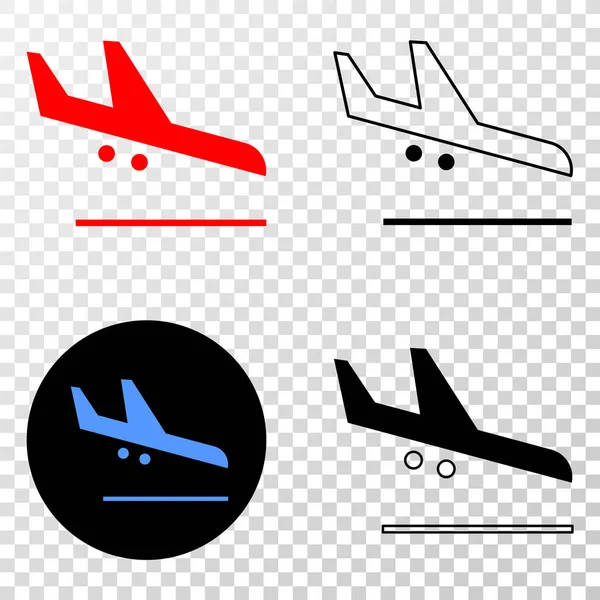 Airplane Landing Vector EPS Icon with Contour Version — Stock Vector