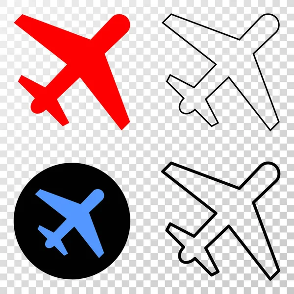 Airplane Vector EPS Icon with Contour Version — Stock Vector