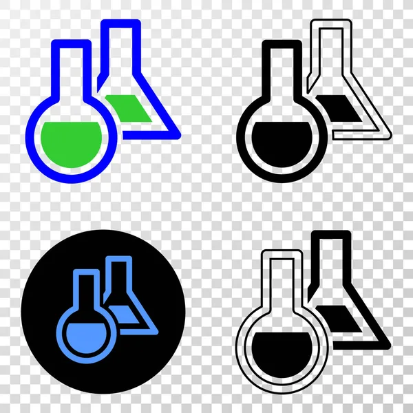 Icono químico del vector EPS de la cristalería con la versión del contorno — Vector de stock