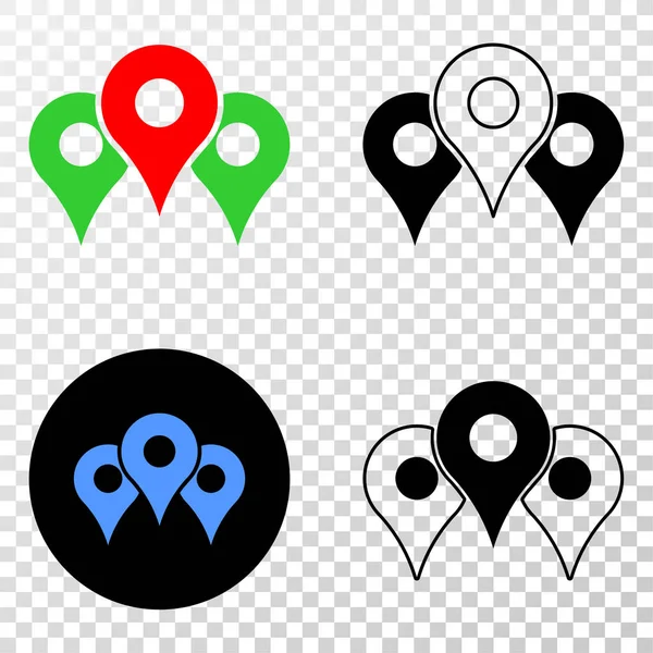 Map Markers Vector EPS Icon with Contour Version — Stock Vector
