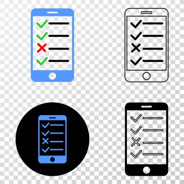 Smartphone görev listesi vektör Eps simge kontur sürümü ile