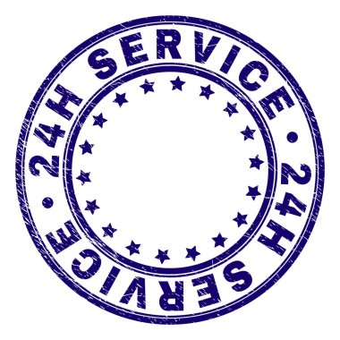 Dokulu grunge 24 saat hizmet yuvarlak damga mühür