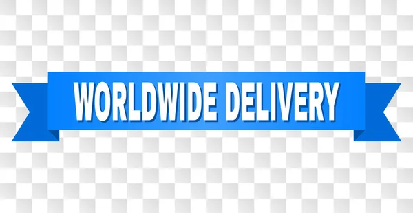 Синяя лента с названием WORLDWIDE DELIVERY — стоковый вектор