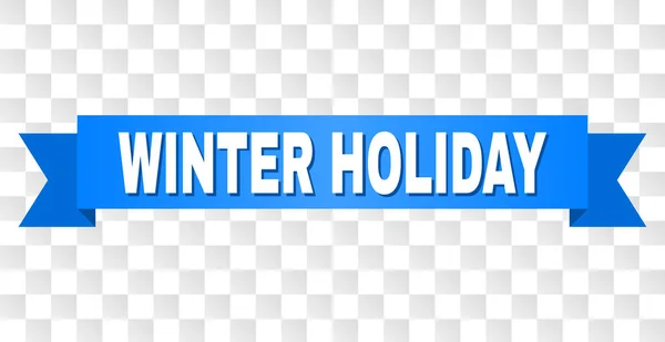 Ruban bleu avec texte de vacances hivernales — Image vectorielle