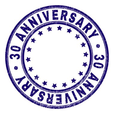 Dokulu 30 Yıldönümü damga mühür yuvarlak çizik