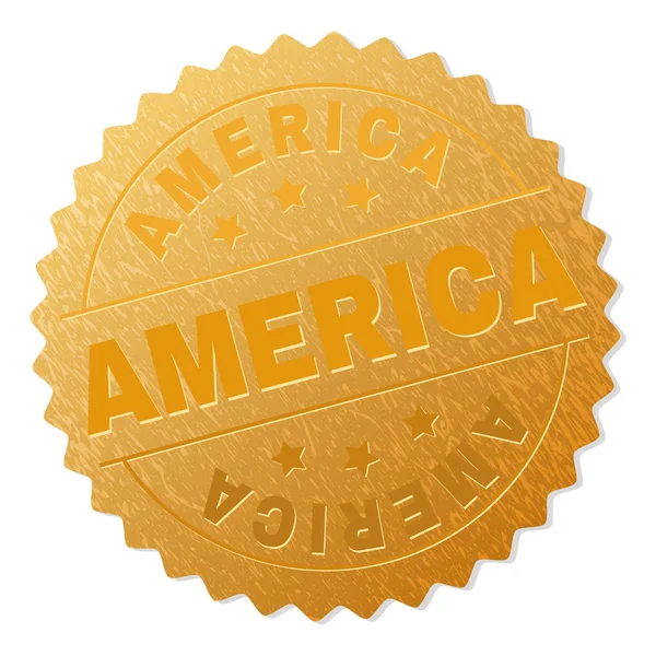 Golden AMERICA Medallion Stamp — Stock Vector