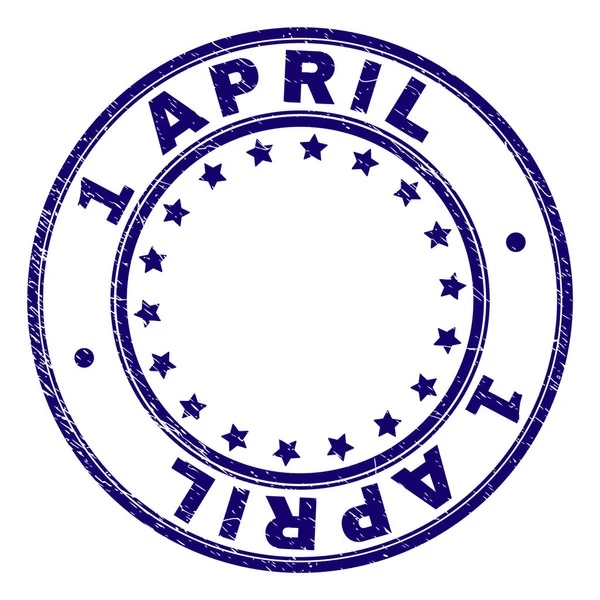 Grunge texturiert 1 April runde Stempelsiegel — Stockvektor