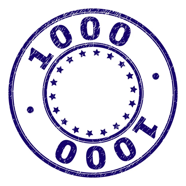 Gekrast getextureerde 1000 ronde stempel-zegel — Stockvector