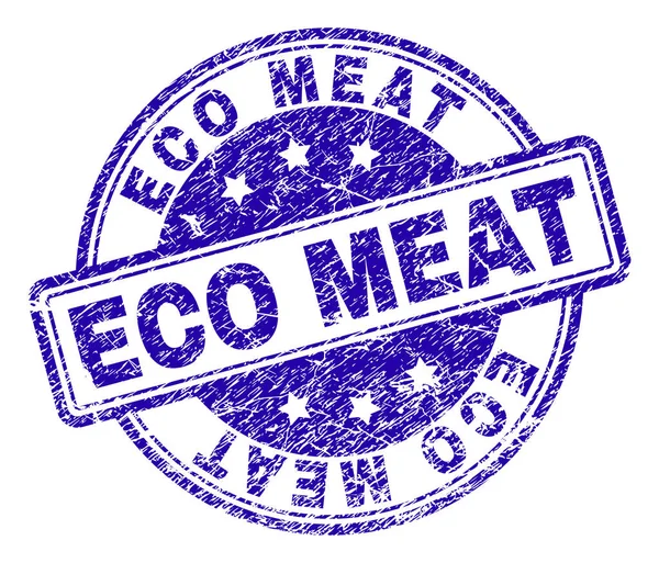 Scratched Textured ECO MEAT Stamp Seal — Stock Vector