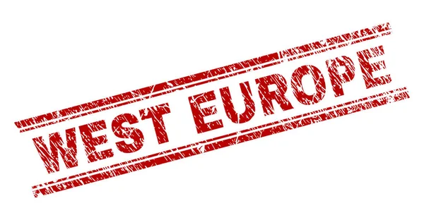 Sello de sello texturizado WEST EUROPE rayado — Vector de stock