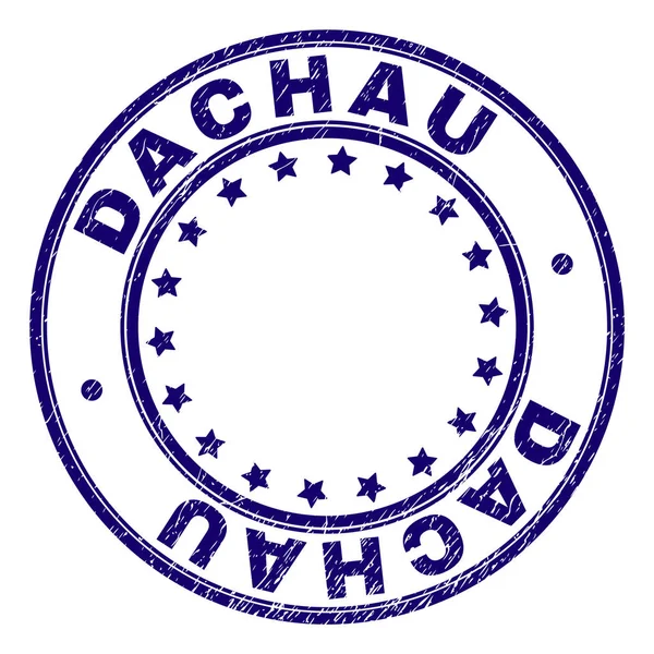 Scratched Textured DACHAU Round Stamp Seal — Stock Vector