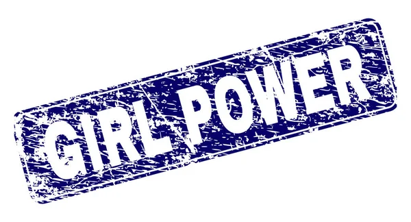 Grunge GIRL POWER Timbre rectangulaire arrondi encadré — Image vectorielle