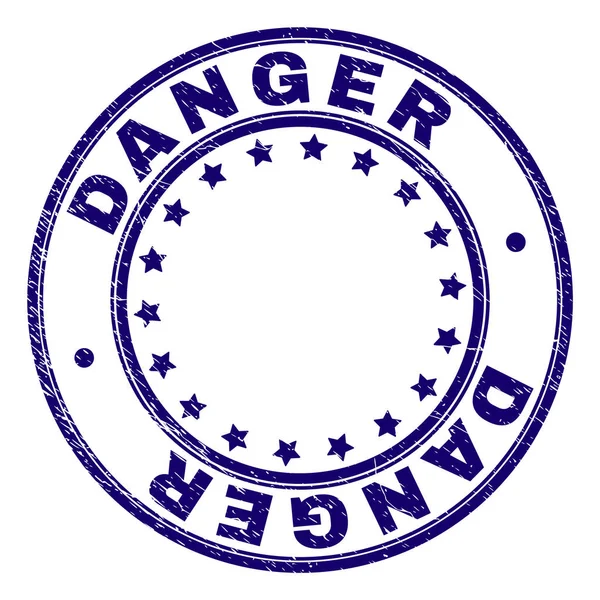 Scratched Textured DANGER Round Stamp Seal — Stock Vector
