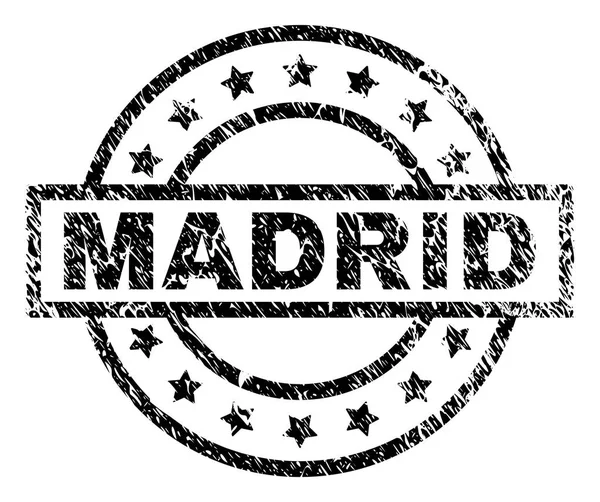 Grunge getextureerde Madrid stempel-zegel — Stockvector