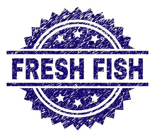 Sello de sello FRESH FISH texturizado rayado — Vector de stock